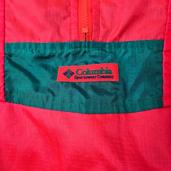 VTG 90s Columbia Men's Jacket Hot Pink Colorblock 1/4 Zip Windbreaker Pullover L - Picture 5 of 16